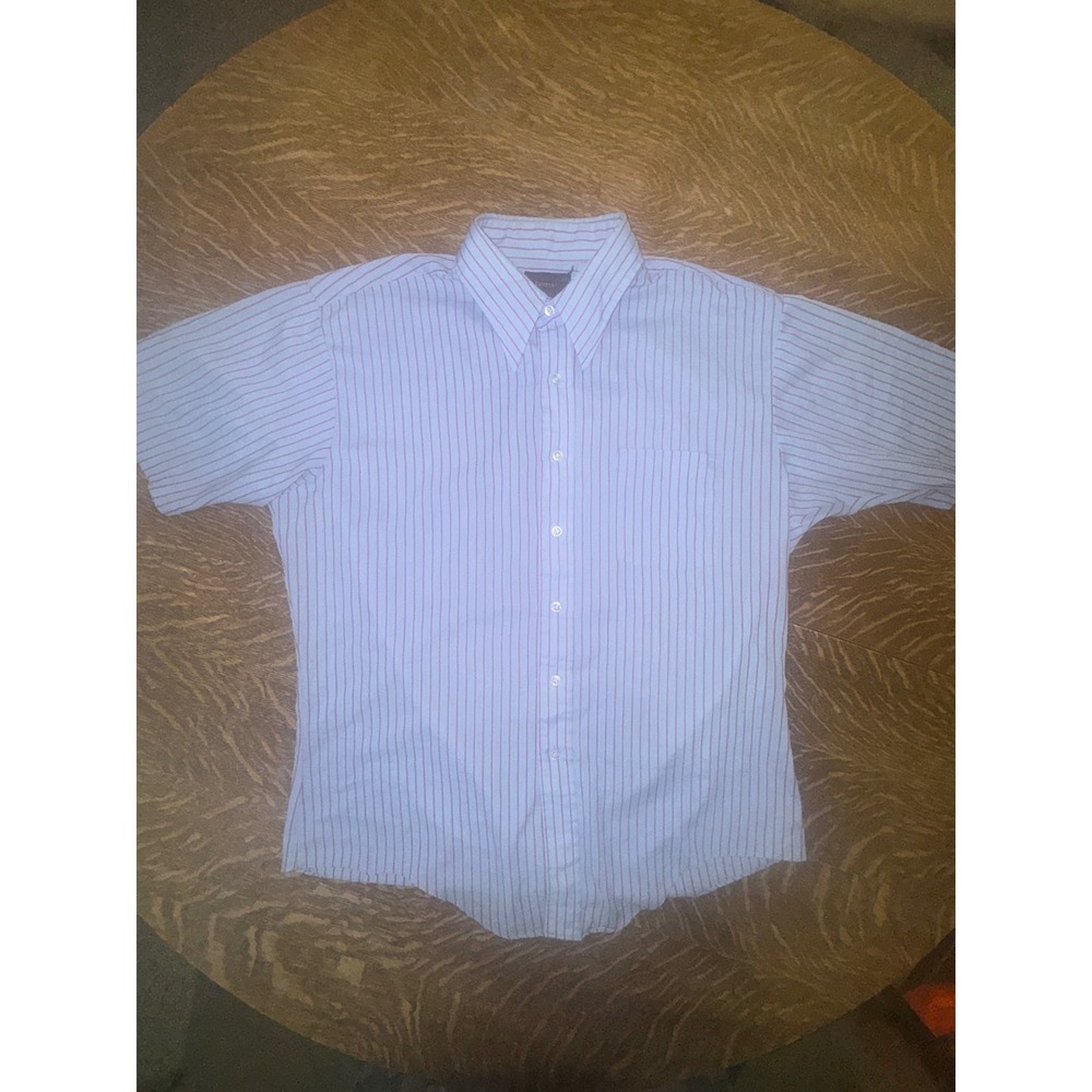 Vintage 70s Campus Ivy Traditionals Striped Short Sleeve Shirt Mens L 16.5